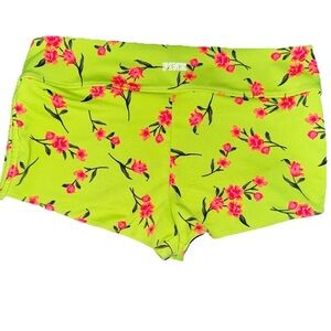 Victoria's Secret Pink Sport Gym to Swim Short L Shortie Yellow Floral Cinched